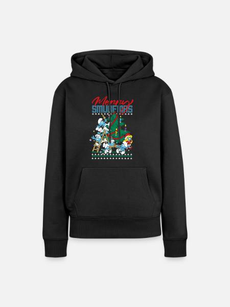Smurffit Hyvää Smurfmaa Ruma joulusuunnittelu - Dame Premium hoodie, økologisk bomuld - sort