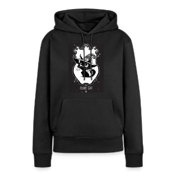 Black cat oracle - Sweat à capuche Premium bio Femme - noir - Devant - Julia (174cm)