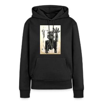 Hallo - Frauen Premium Bio Hoodie - Schwarz - Vorne - Julia (174cm)