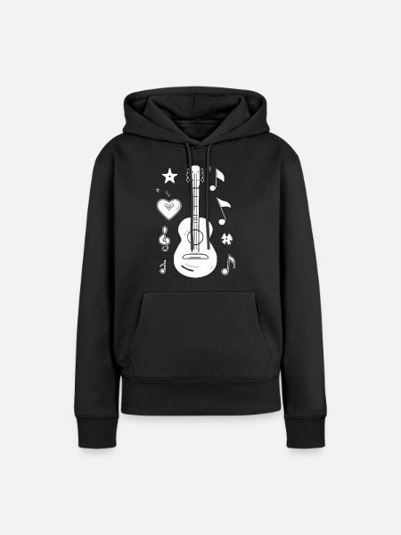 Ukulele Zeichnung - Frauen Premium Bio Hoodie - Schwarz