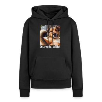 Mach dich bereit, Selfie-1 - Frauen Premium Bio Hoodie - Schwarz - Vorne - Julia (174cm)