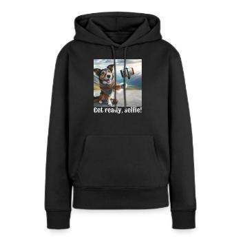 Mach dich bereit, Selfie-3 - Frauen Premium Bio Hoodie - Schwarz - Vorne - Julia (174cm)