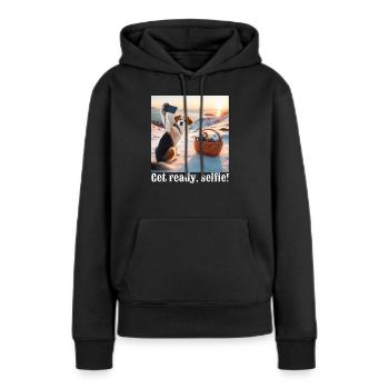 Mach dich bereit, Selfie-4 - Frauen Premium Bio Hoodie - Schwarz - Vorne - Julia (174cm)