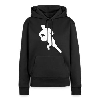 Le rugby en mouvement - Sweat à capuche Premium bio Femme - noir - Devant - Julia (174cm)