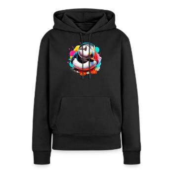 Macareux - Sweat à capuche Premium bio Femme - noir - Devant - Julia (174cm)