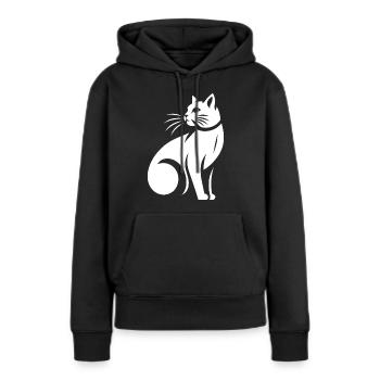 White cat - Women’s Premium Organic Hoodie - black - Front - Julia (174cm)