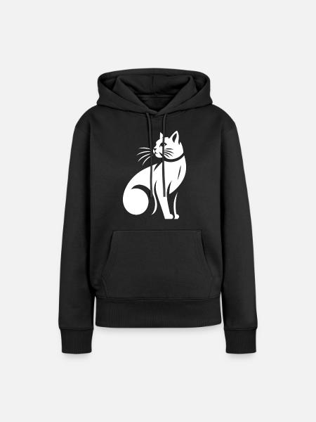 Weiße Katze - Frauen Premium Bio Hoodie - Schwarz