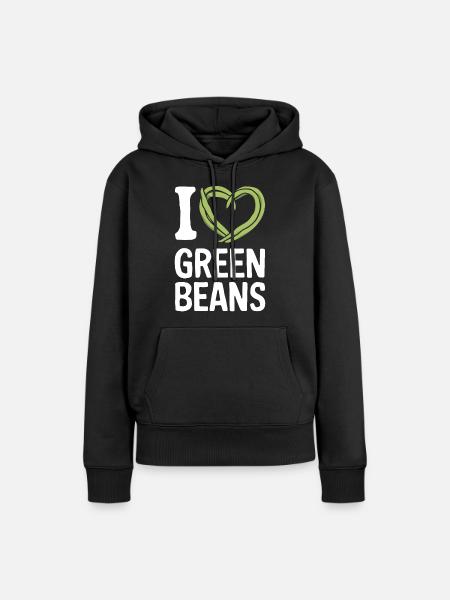 Grüne Bohnen - Frauen Premium Bio Hoodie - Schwarz