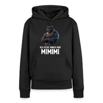 J’écoute toujours Mimimi Jaguar - Sweat à capuche Premium bio Femme - noir - Devant - Julia (174cm)