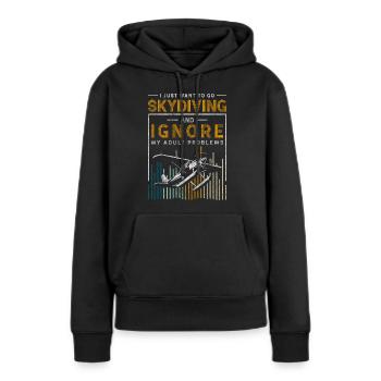Parachutisme passion chute libre - Sweat à capuche Premium bio Femme - noir - Devant - Julia (174cm)