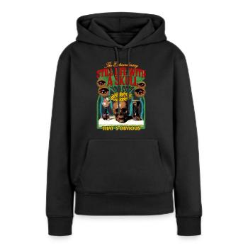 Stillleben mit einem Totenkopf, im wahrsten Sinne des Wortes! - Frauen Premium Bio Hoodie - Schwarz - Vorne - Julia (174cm)