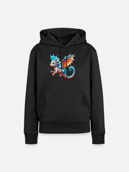 Drache - Frauen Premium Bio Hoodie - Schwarz