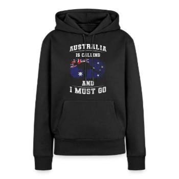 Voyage dans l’Outback Animal Kookaburra - Sweat à capuche Premium bio Femme - noir - Devant - Julia (174cm)