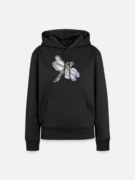 Libelle - Frauen Premium Bio Hoodie - Schwarz