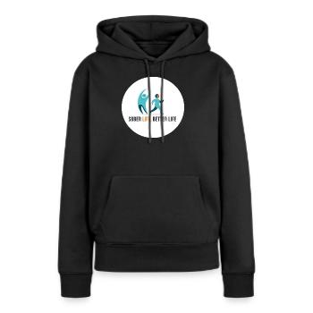 Une vie sobre. Une vie meilleure - Sweat à capuche Premium bio Femme - noir - Devant - Julia (174cm)