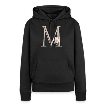 Monogramme floral M - Sweat à capuche Premium bio Femme - noir - Devant - Julia (174cm)