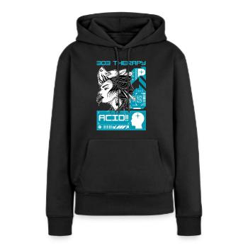 Acid Therapy – Techno Tekno House Rave Outfit - Frauen Premium Bio Hoodie - Schwarz - Vorne - Julia (174cm)