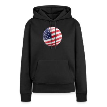 USA-FLAGGE AUF EINEM FUSSBALL - Frauen Premium Bio Hoodie - Schwarz - Vorne - Julia (174cm)