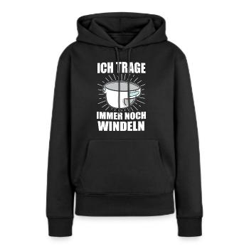 ABDL Windel Diaper Geschenk - Frauen Premium Bio Hoodie - Schwarz - Vorne - Julia (174cm)