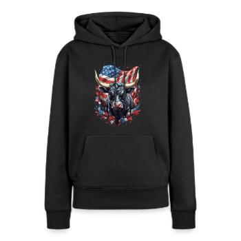 Bulle der Wall Street: Amerikanische Börsenmacht - Frauen Premium Bio Hoodie - Schwarz - Vorne - Julia (174cm)