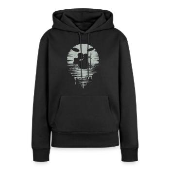 Batterie Silhouette Drum avec réflexion - Sweat à capuche Premium bio Femme - noir - Devant - Julia (174cm)