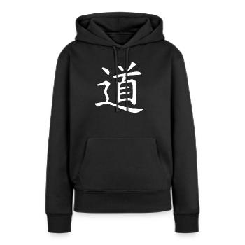 Taoïsme Daoism Dao Tao Qigong Zen Yoga Chakra - Sweat à capuche Premium bio Femme - noir - Devant - Julia (174cm)
