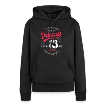 princesse 13 ans cadeau anniversaire 13 ans fille - Sweat à capuche Premium bio Femme - noir - Devant - Julia (174cm)