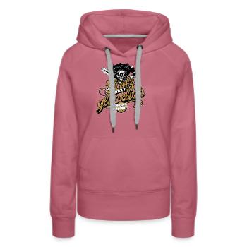 Holz macht glücklich - Frauen Premium Bio Hoodie - Malve - Vorne - Isabella (175cm)