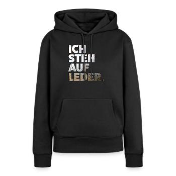 Ich steh auf Leder V2 - Frauen Premium Bio Hoodie - Schwarz - Vorne - Julia (174cm)