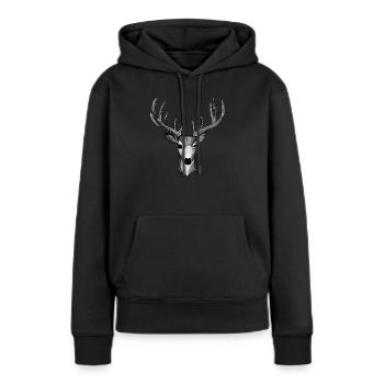 Hirschkopf im Herbst Hirsch Geweih Bock Reh Kitz - Frauen Premium Bio Hoodie - Schwarz - Vorne - Julia (174cm)
