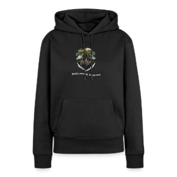 Restez enraciné - Sweat à capuche Premium bio Femme - noir - Devant - Julia (174cm)