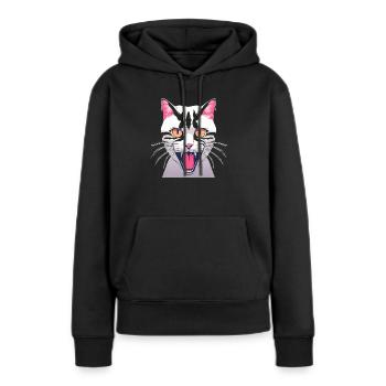 Wütende Katze - Frauen Premium Bio Hoodie - Schwarz - Vorne - Julia (174cm)