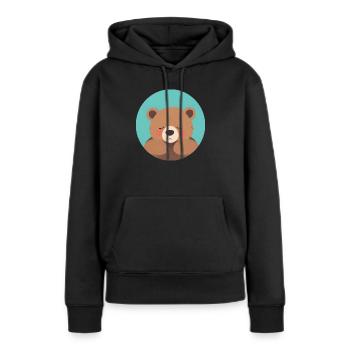 Kuschelfertiger Teddybär mit rosa Wangen - Frauen Premium Bio Hoodie - Schwarz - Vorne - Julia (174cm)