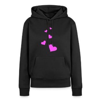 Herzen pink - Frauen Premium Bio Hoodie - Schwarz - Vorne - Julia (174cm)