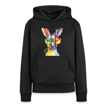Kangourou cool coloré avec des lunettes de soleil - Sweat à capuche Premium bio Femme - noir - Devant - Julia (174cm)