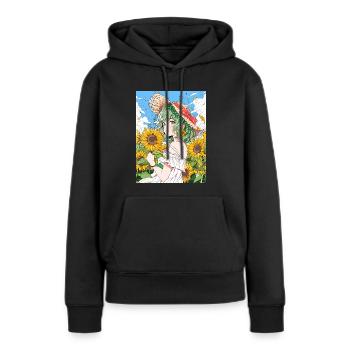 Anime, Fille, Tournesols, Otaku - Sweat à capuche Premium bio Femme - noir - Devant - Julia (174cm)