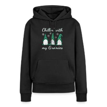 Chillin avec mes gnomies - Gnomes de Noël - Sweat à capuche Premium bio Femme - noir - Devant - Julia (174cm)