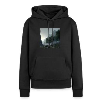 Beau paysage dans le brouillard - Sweat à capuche Premium bio Femme - noir - Devant - Julia (174cm)