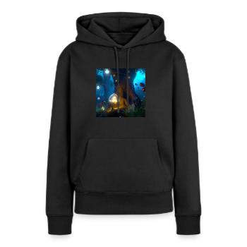Forêt magique - Sweat à capuche Premium bio Femme - noir - Devant - Julia (174cm)