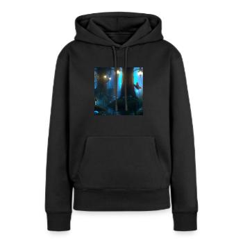 Forêt magique - Sweat à capuche Premium bio Femme - noir - Devant - Julia (174cm)