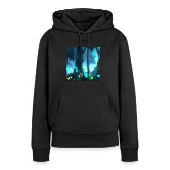 Forêt magique - Sweat à capuche Premium bio Femme - noir - Devant - Julia (174cm)