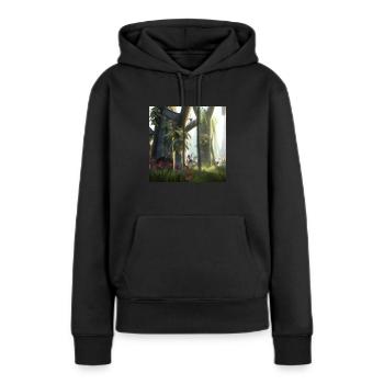 Magischer Wald - Frauen Premium Bio Hoodie - Schwarz - Vorne - Julia (174cm)