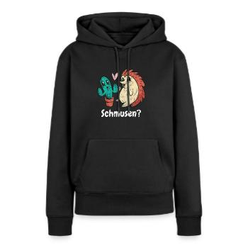 Kaktus zum Schmusen- Lustiger süßer Kaktus - Frauen Premium Bio Hoodie - Schwarz - Vorne - Julia (174cm)