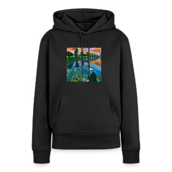 MONET SUR LSD - Sweat à capuche Premium bio Femme - noir - Devant - Julia (174cm)