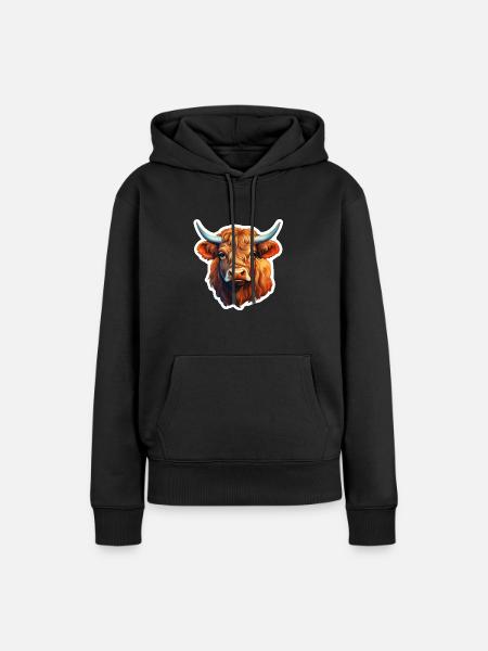 Hochlandrind - Frauen Premium Bio Hoodie - Schwarz