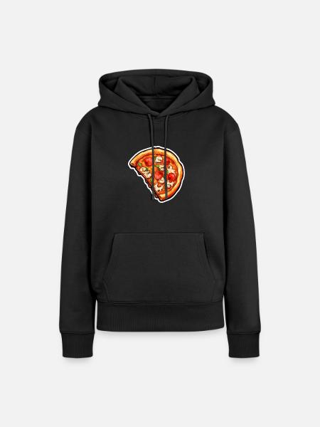 Pizza Hälfte - Frauen Premium Bio Hoodie - Schwarz