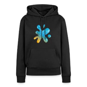 Éclaboussure d’éclaboussure d’éclaboussure bleue d’encre liquide - Sweat à capuche Premium bio Femme - noir - Devant - Julia (174cm)