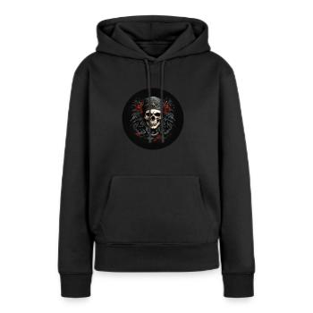 Crâne décoratif avec serpents - Sweat à capuche Premium bio Femme - noir - Devant - Julia (174cm)