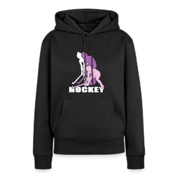 Joueur de hockey sur gazon Hockey fille de hockey - Sweat à capuche Premium bio Femme - noir - Devant - Julia (174cm)