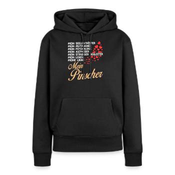 Pinscher - Mein - Frauen Premium Bio Hoodie - Schwarz - Vorne - Julia (174cm)